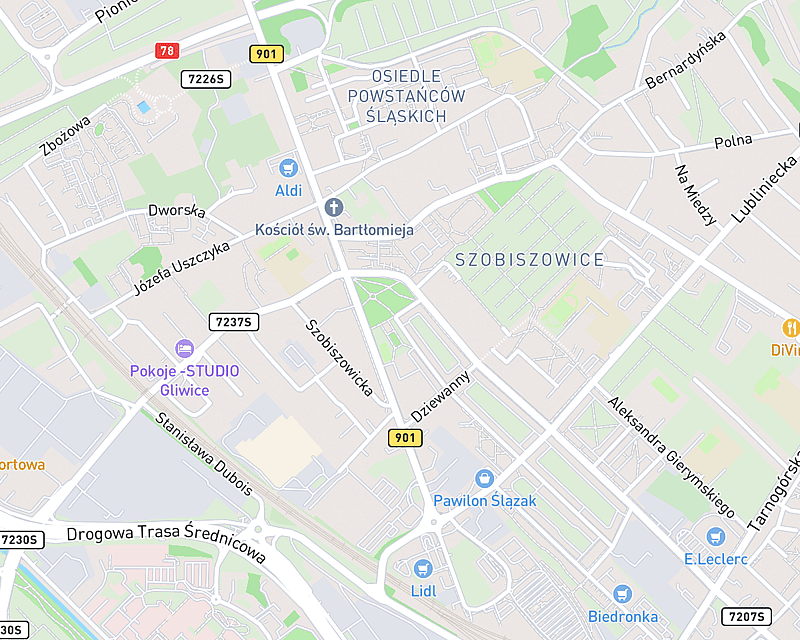 Mapa przedstawiająca lokalizację AniCura Gliwicka Przychodnia Weterynaryjna