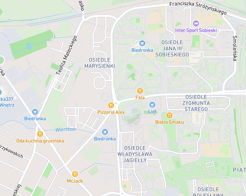 Mapa przedstawiająca lokalizację AniCura Pod Wieżami Przychodnia Weterynaryjna